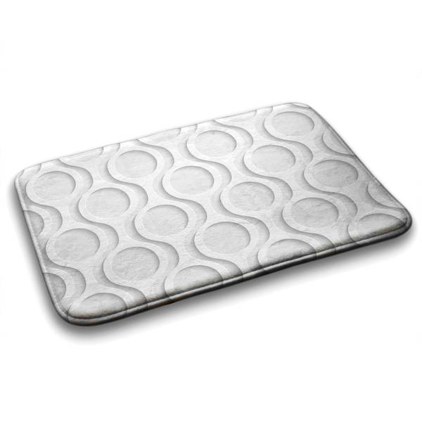 Badteppich Kreise Muster Weiß - Polyester - 75 x 45 x 75 cm