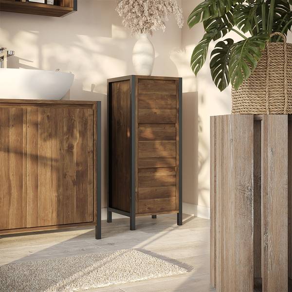Midischrank Naola 56464 Schwarz - Braun - Holzwerkstoff - 30 x 80 x 30 cm