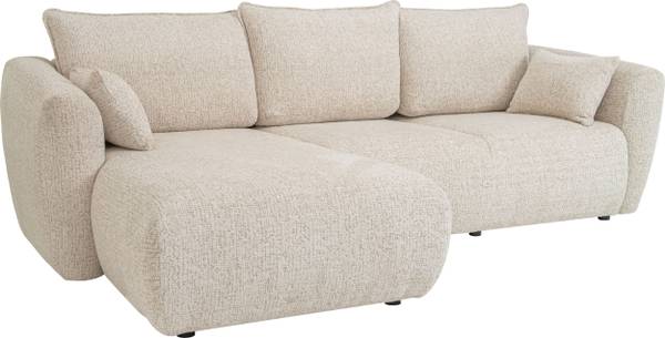Ecksofa Fabio Ecru - Ecke davorstehend links - Ottomane davorstehend links