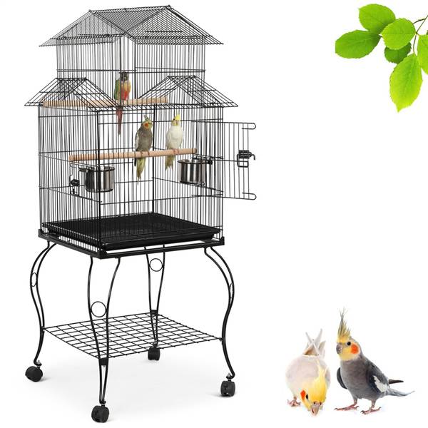 Vogelkäfig ARE85 Schwarz - Metall - 60 x 140 x 60 cm