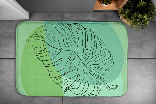 Badteppich Monstera Blätter Grün - Polyester - 75 x 45 x 75 cm