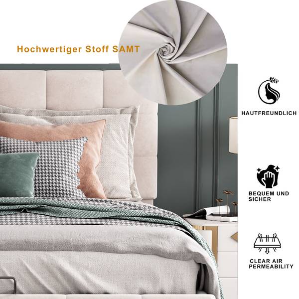 Doppelbett M063-01 Beige - Holzwerkstoff - 140 x 106 x 203 cm