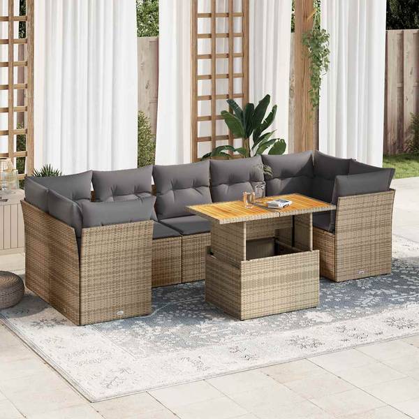 Garten-Lounge-Set 3036974-3 (8-teilig) Beige - Hellgrau