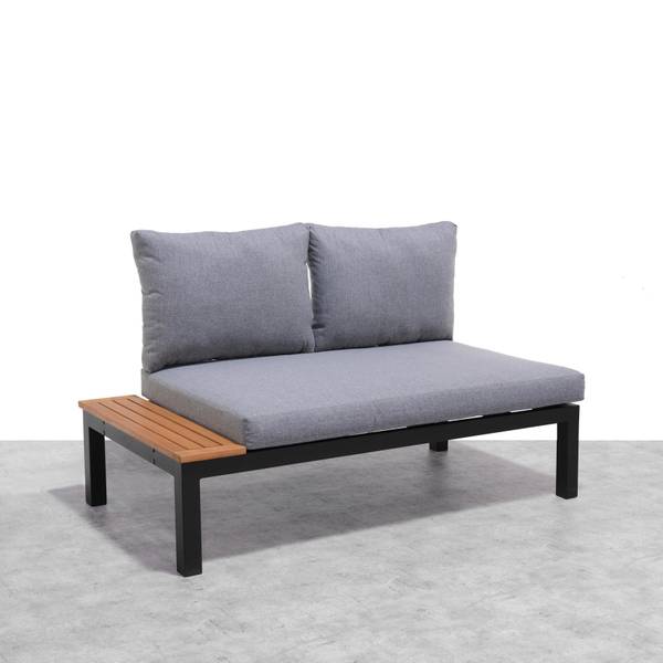Loungegarnitur JULIAN 2 Schwarz - Grau - Metall - Holz teilmassiv - 139 x 73 x 77 cm