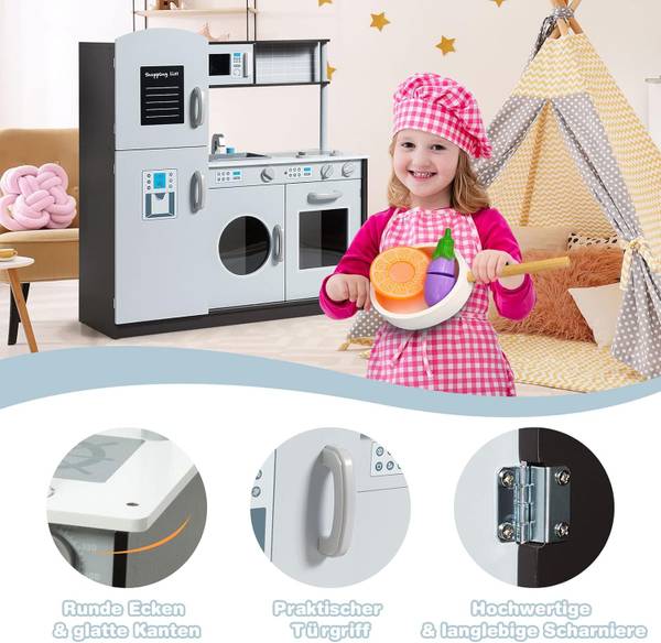 Kinderkeuken TI85221NL grijs - plaatmateriaal op houtbasis - 28 x 84 x 81 cm