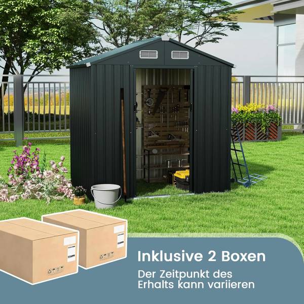 Gartenhaus SF6447SD+DE Schwarz - Metall - 129 x 197 x 182 cm