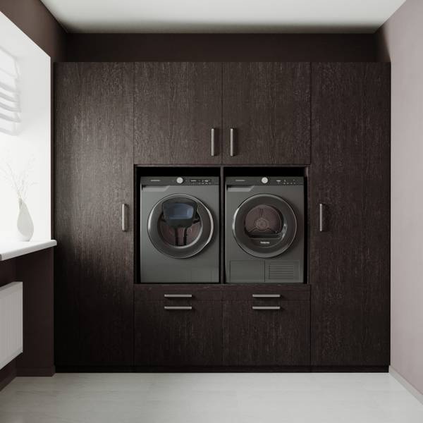 Waschmaschinenschrank Vienna Schwarz - Holzwerkstoff - 253 x 235 x 70 cm