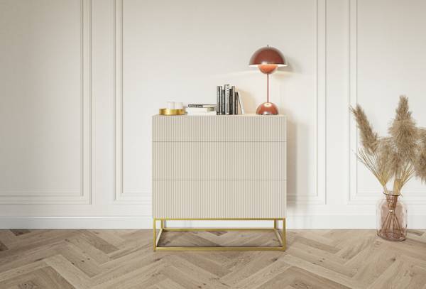 Kommode VELDIO Gold - Taupe