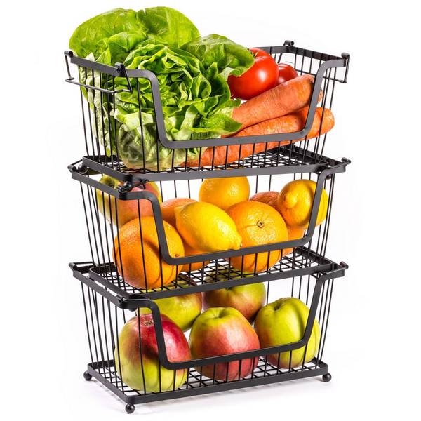 Obstkorb 3er Set SET272 Schwarz - Metall - 18 x 41 x 31 cm