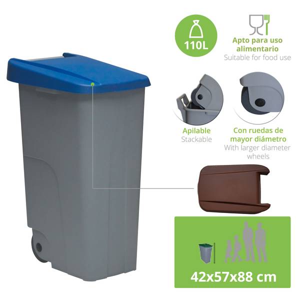 Abfalleimer und Beutel PK4664 Grau - Kunststoff - 76 x 30 x 38 cm