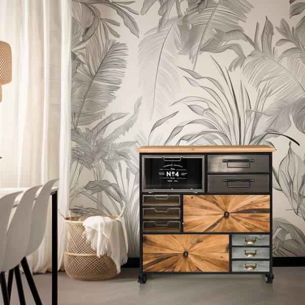 Sideboard CONTINENTO XL Braun - Tanne - Stahl - 34 x 84 x 88 cm