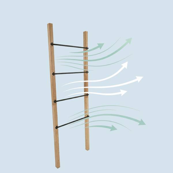 Handtuchleiter 4 Sprossen Holz & Metall Schwarz - Braun - Stahl - 56 x 160 x 5 cm