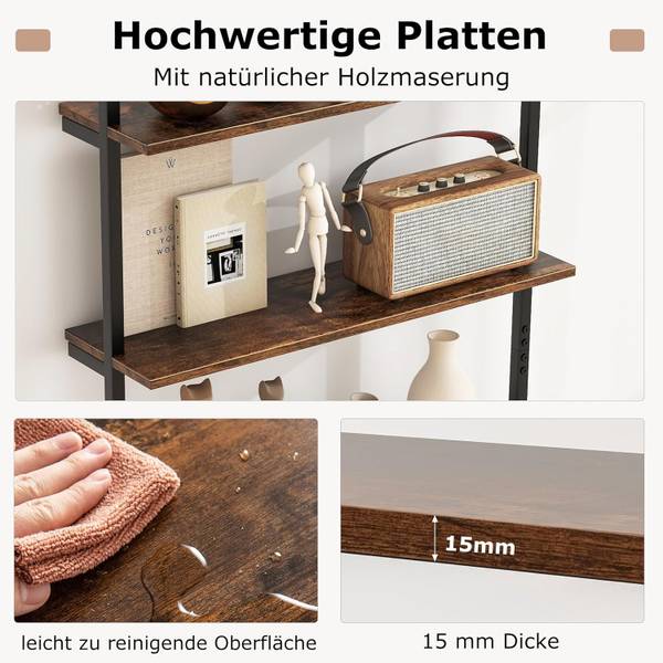 Wandregal VH33111ORDE Schwarz - Metall - 21 x 150 x 70 cm