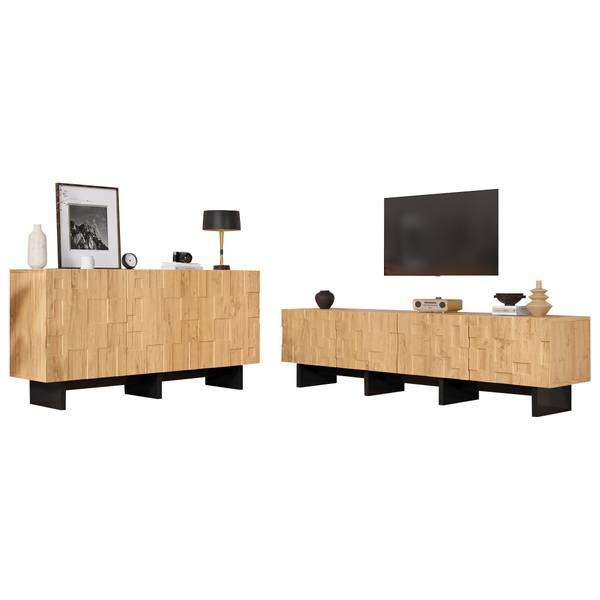 Wohnzimmermöbel Set Eurynom Ⅲ（2-tlg） Braun - Holzwerkstoff