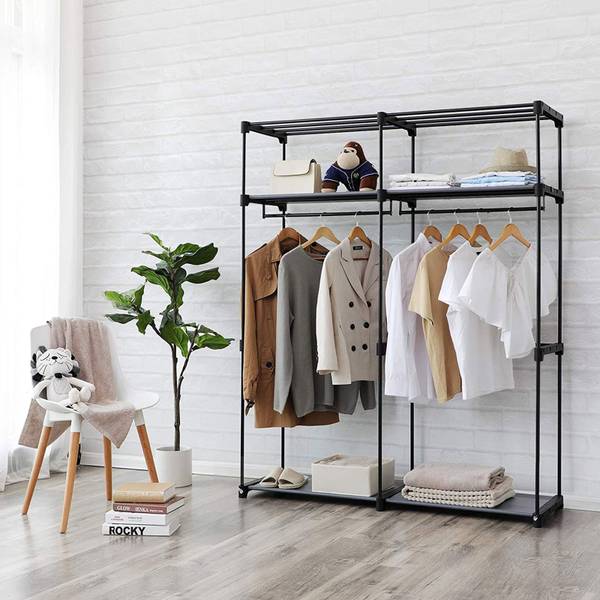 Stoffschrank Kleiderschrank Grau