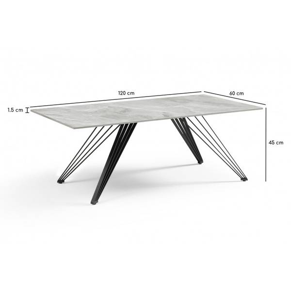 Table basse céramique DAKOTA 01 Gris - Céramique - 120 x 45 x 60 cm