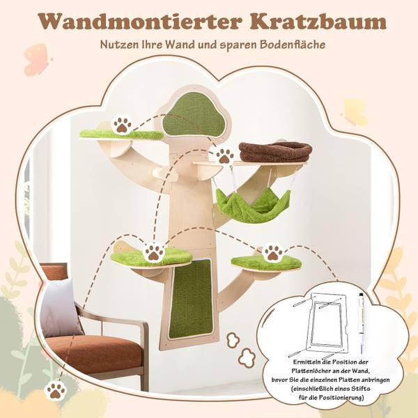 Kratzbaum BH32373SZDE Grün - Holzwerkstoff - 50 x 180 x 171 cm