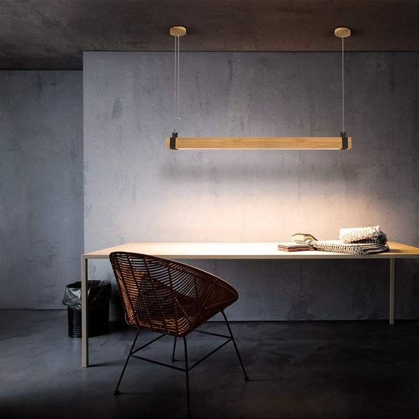 Suspension LED Valeska Marron - Bois manufacturé - 12 x 150 x 100 cm