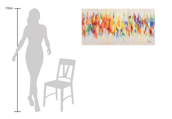 Acrylbild Handgemalt Nonfigurativ Vab Baumwollstoff - 120 x 60 x 4 cm