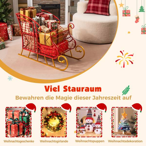 Weihnachtsschlitten OY47366DE Rot - Metall - 42 x 62 x 85 cm