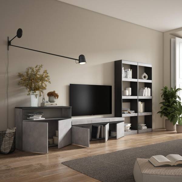 Eetkamerset Cozy Set van 4 grijs - melamine - 35 x 186 x 370 cm