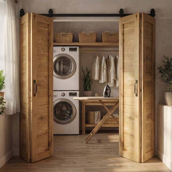 Vouwdeur schuifdeur HORIZON honingkleurig