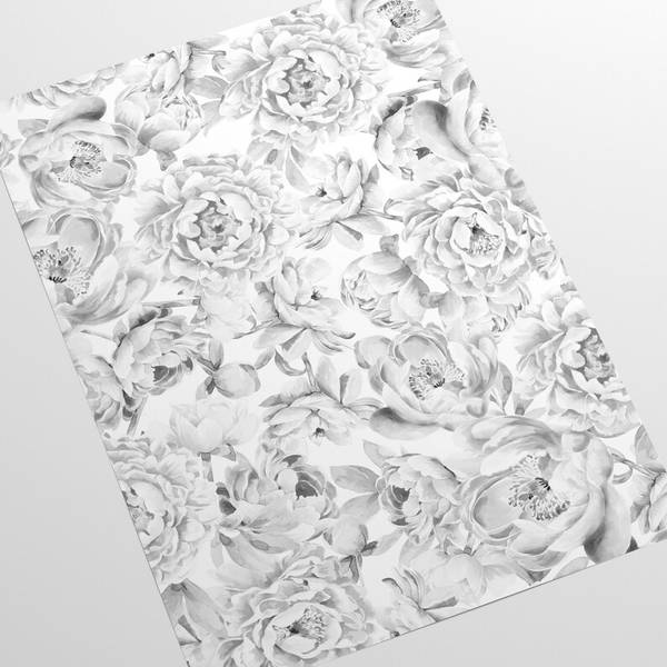 Behang Pioenen wit - papier - 200 x 250 x 1 cm