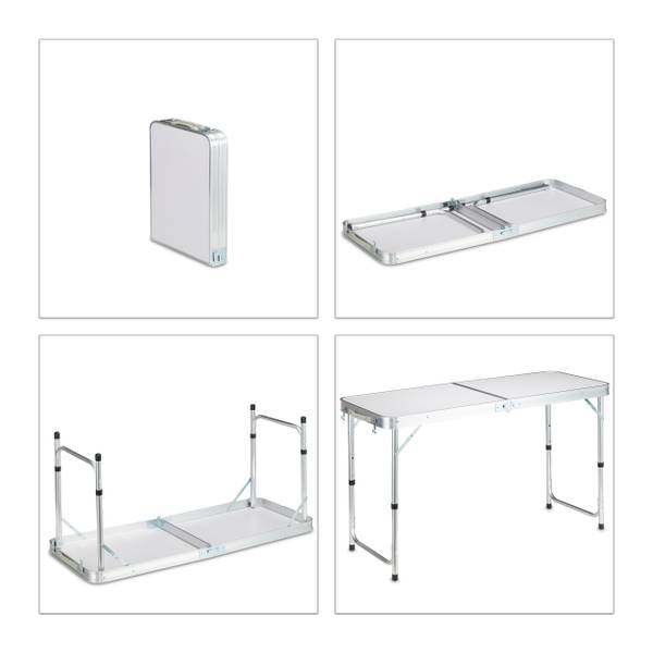 Campingtisch klappbar Grau - Silber - Polyester - Aluminium - 120 x 70 x 47 cm