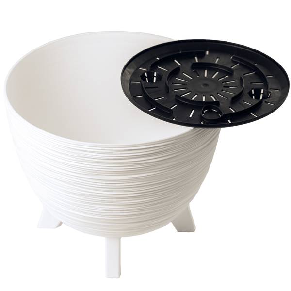 Blumentopf EDANTI 3-er set Weiß - Kunststoff - 4 x 29 x 32 cm
