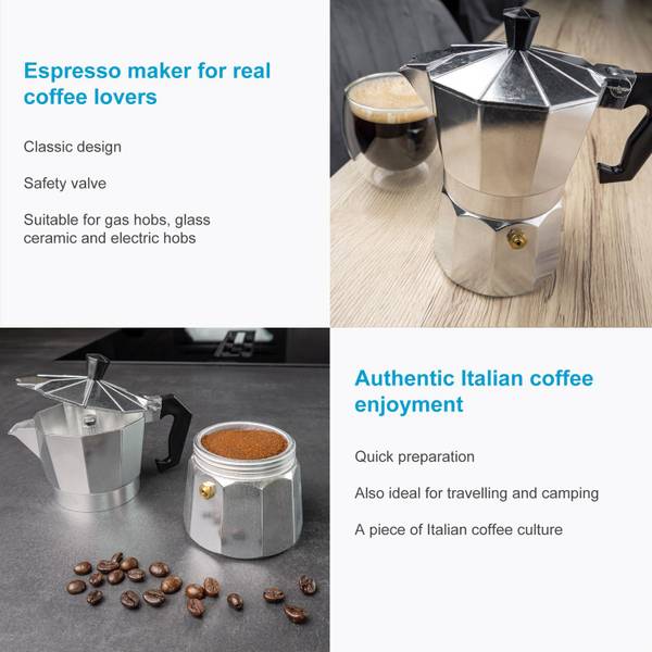 Espressokocher EMILIO Silber - Metall - 9 x 15 x 15 cm