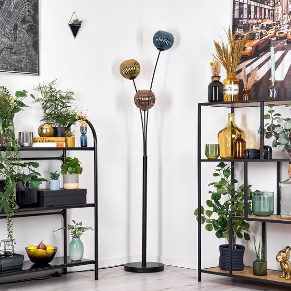 Stehlampe Cesaro Blau - Gold - Aluminium - Klarglas - 33 x 170 x 39 cm