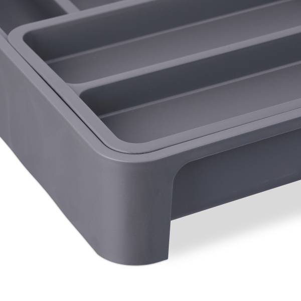 Ausziehbarer Besteckkasten in Dunkelgrau Grau - PVC - 24 x 7 x 32 cm