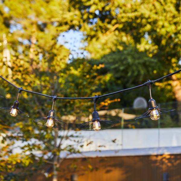 Koppelbare E27 Lichterkette CHIC Schwarz - Kunststoff - 10 x 10 x 600 cm