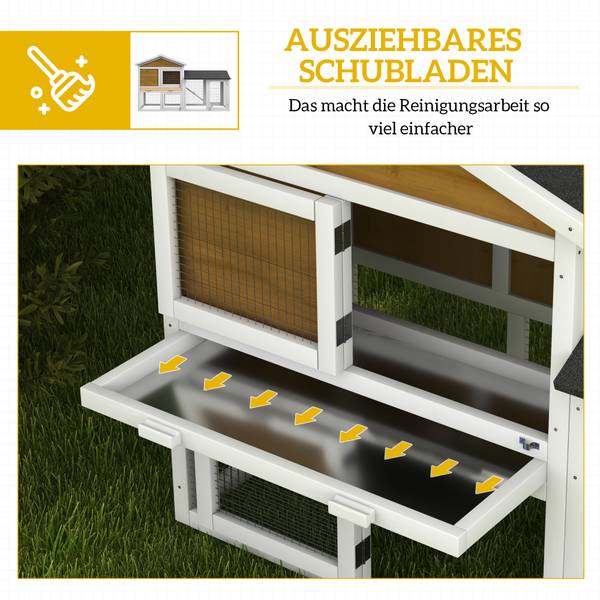 Kaninchenstall D51-101V00YL Gelb - Massivholz - 54 x 84 x 147 cm