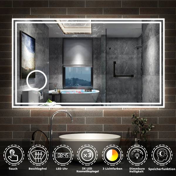 LED Badspiegel 14UhrTM Breite: 120 cm