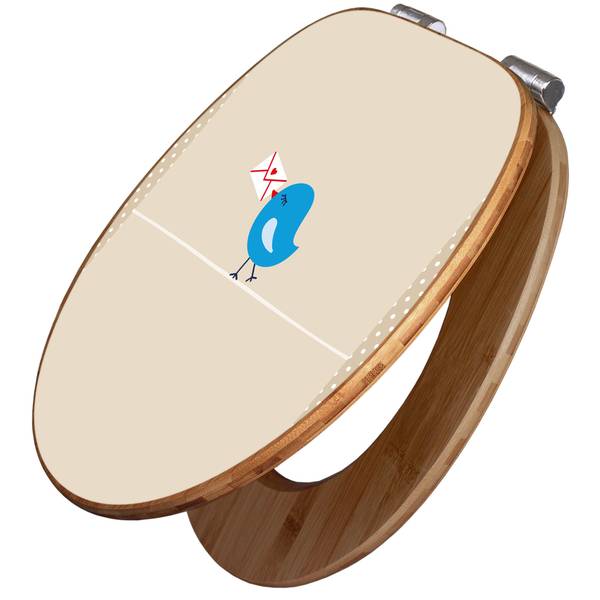 WC-Sitz mit Absenkautomatik Liebesbrief Beige - Bambus - Holzwerkstoff - 38 x 5 x 49 cm