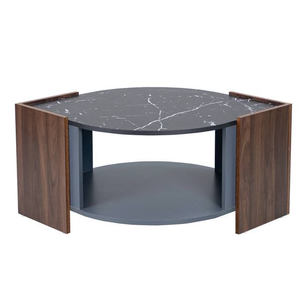 Salontafel MARBWoody Ⅱ zwart - bruin - plaatmateriaal op houtbasis - 63 x 40 x 97 cm