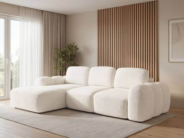 Ecksofa AVELIN Creme - Ecke davorstehend links