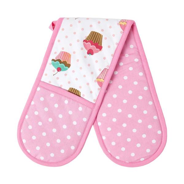 Ofenhandschuh doppelt Cupcakes Pink - Baumwollstoff - 18 x 1 x 84 cm