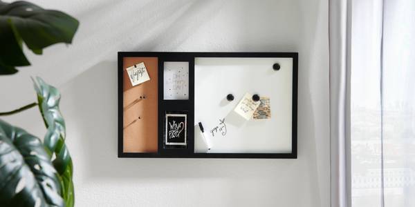 Memoboard MULTIPLE Beige - Schwarz - Weiß - Metall - Kunststoff - Holz teilmassiv - 69 x 41 x 2 cm