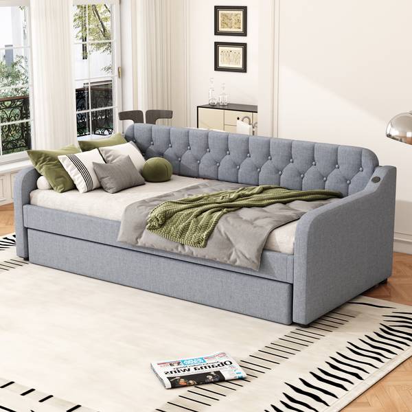 Kinderbett ｜K-429 Grau - Holzwerkstoff - 191 x 79 x 215 cm