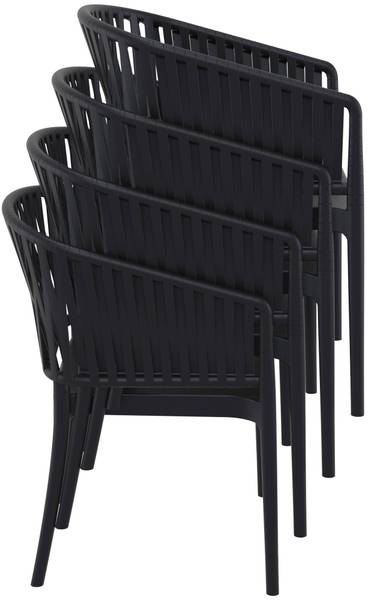 Gartenstuhl Portofino 4er Set Schwarz - 4er Set