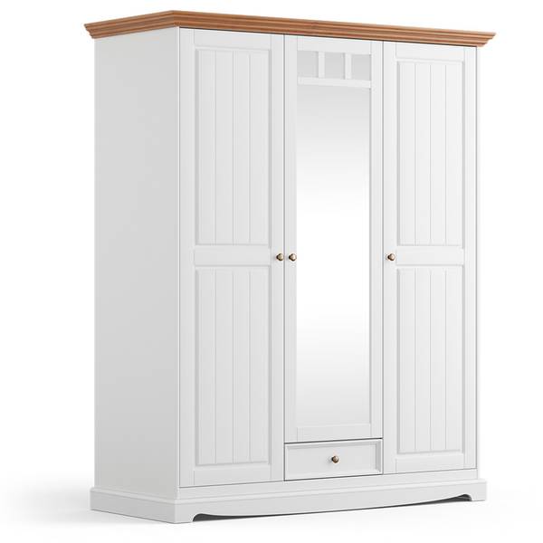 Kleiderschrank BORMIO-163-6 Weiß - Kiefer - 156 x 190 x 65 cm