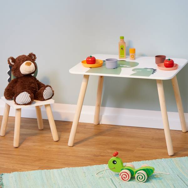 Kindersitzgruppe Dinosaurier Braun - Grün - Weiß - Holzwerkstoff - 60 x 45 x 45 cm