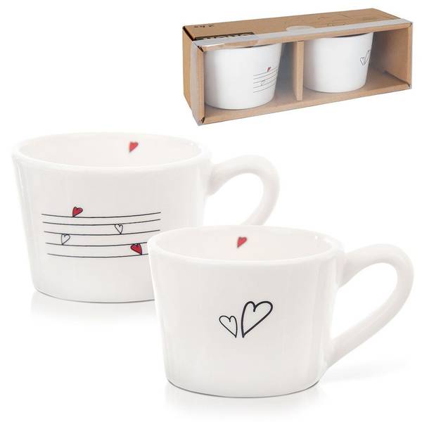 Becher 2er Set 128864 Weiß - Keramik - 9 x 6 x 12 cm