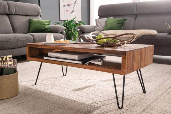 Couchtisch eckig KARU Sofatisch Braun - Sheesham - 100 x 40 x 50 cm