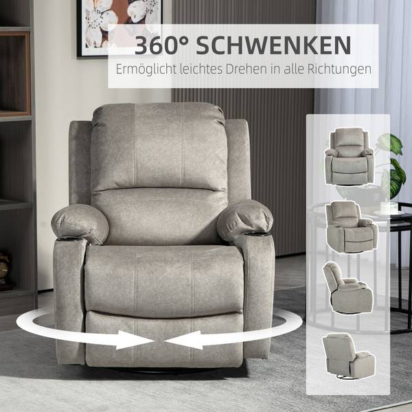 Relaxsessel 839-787V00BN Grau - Microfaser - Polyester - 95 x 102 x 87 cm