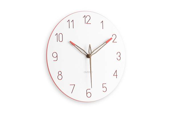 Wanduhr Wanduhren Bel Rot - Weiß - Holzwerkstoff - 29 x 29 x 1 cm