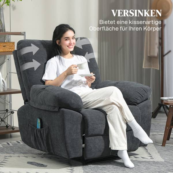 Massagesessel 700-179V90CG Grau - Textil - 100 x 107 x 102 cm