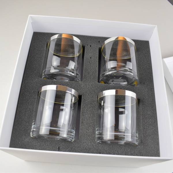 WHISKY GLAS SET MIT FEINSILBERRAND Glas - 8 x 8 x 8 cm